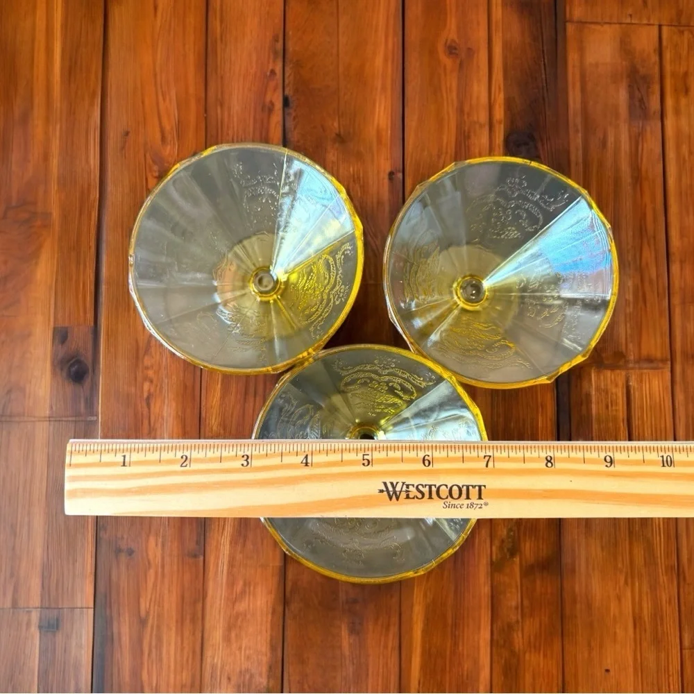 1930s Vintage Federal Glass Madrid Amber Depression Glass Sherbet Cups Set of 3